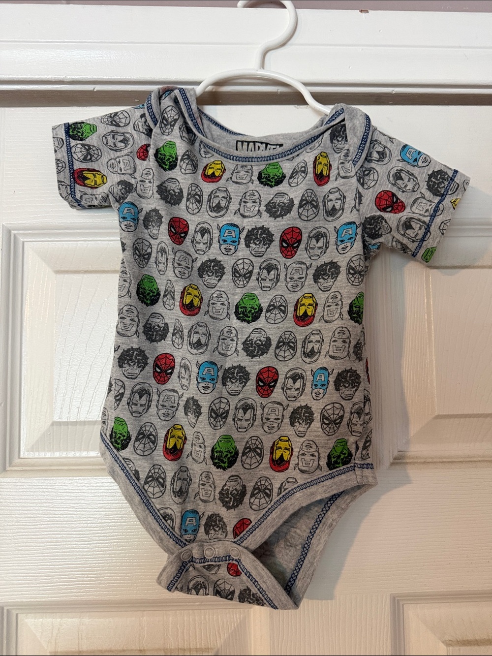 Marvel Grey Baby Bodysuit with Red, Blue, Green & Yellow Accents